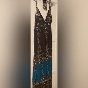 Snap Halter Maxi Dress size XL Boho Beach Resort Wear NWT
